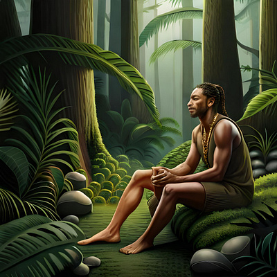 Jungle man 3d art color design digital illustration painting