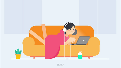Girl chilling 2d animation after effects animation character animation explainers gif animation girl chill graphic design illustration logo motion design motion graphics vector animation