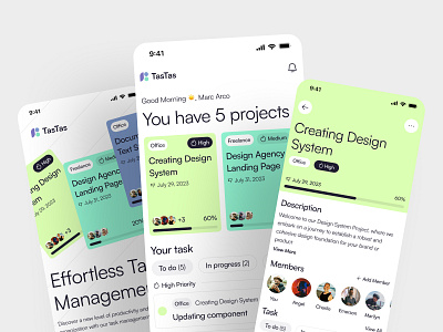 TasTas - Task Management App app collaboration design management mobile organize productivity project task task list task management team to do app ui ui design uiux work