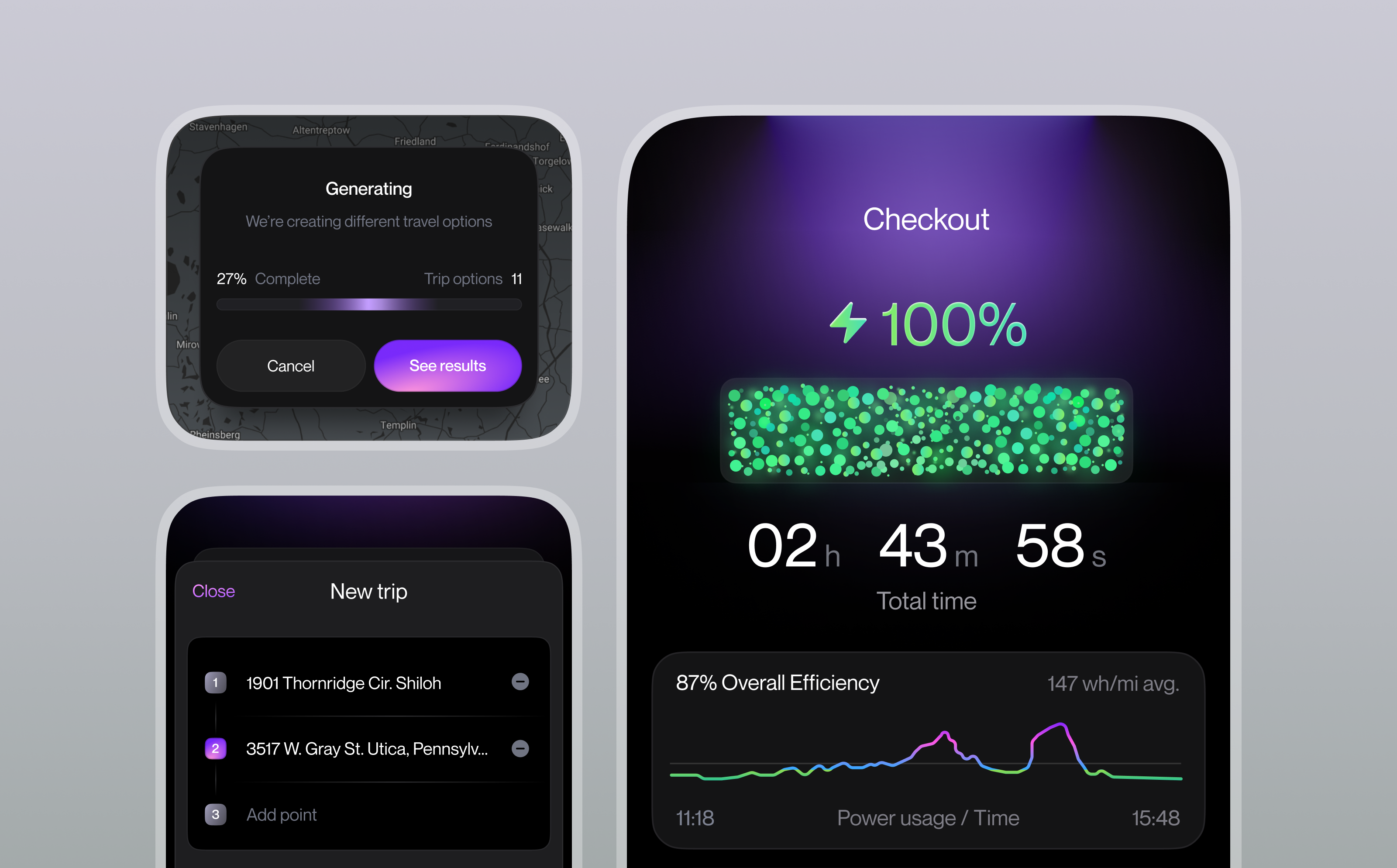 Electrys | EV charging app analysis award badge car cards charging chart dashboard ev fireart glowing graph loyalty menu mobile ui neon progress stats tab bar tier