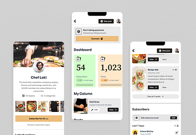 Recipe subscription platform 2 android app chef clean gray ios mobile product design recipe saas sand subscription ui uiux ux white