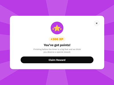 Gamified Rewards Modal celebrations design gamification modal points rewards ui ux web