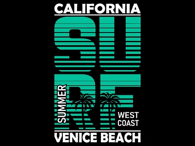 California Surf Venice Beach T shirt Design beach california design illustration summer surf t shirt t shirt design typography vector venice west coast