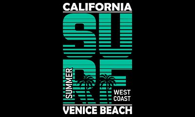 California Surf Venice Beach T shirt Design beach california design illustration summer surf t shirt t shirt design typography vector venice west coast