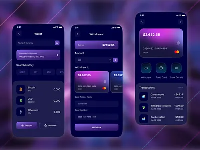 Crypto Wallet Mobile App bitcoin blockchain crypto crypto app crypto currency crypto exchange crypto trading crypto wallet cryptocurrency ethereum exchange finance mobile mobile app mobile ui nft solana ui ux