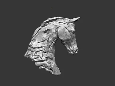 Sculpted head horse in Zbrush 3d animation graphic design illustration