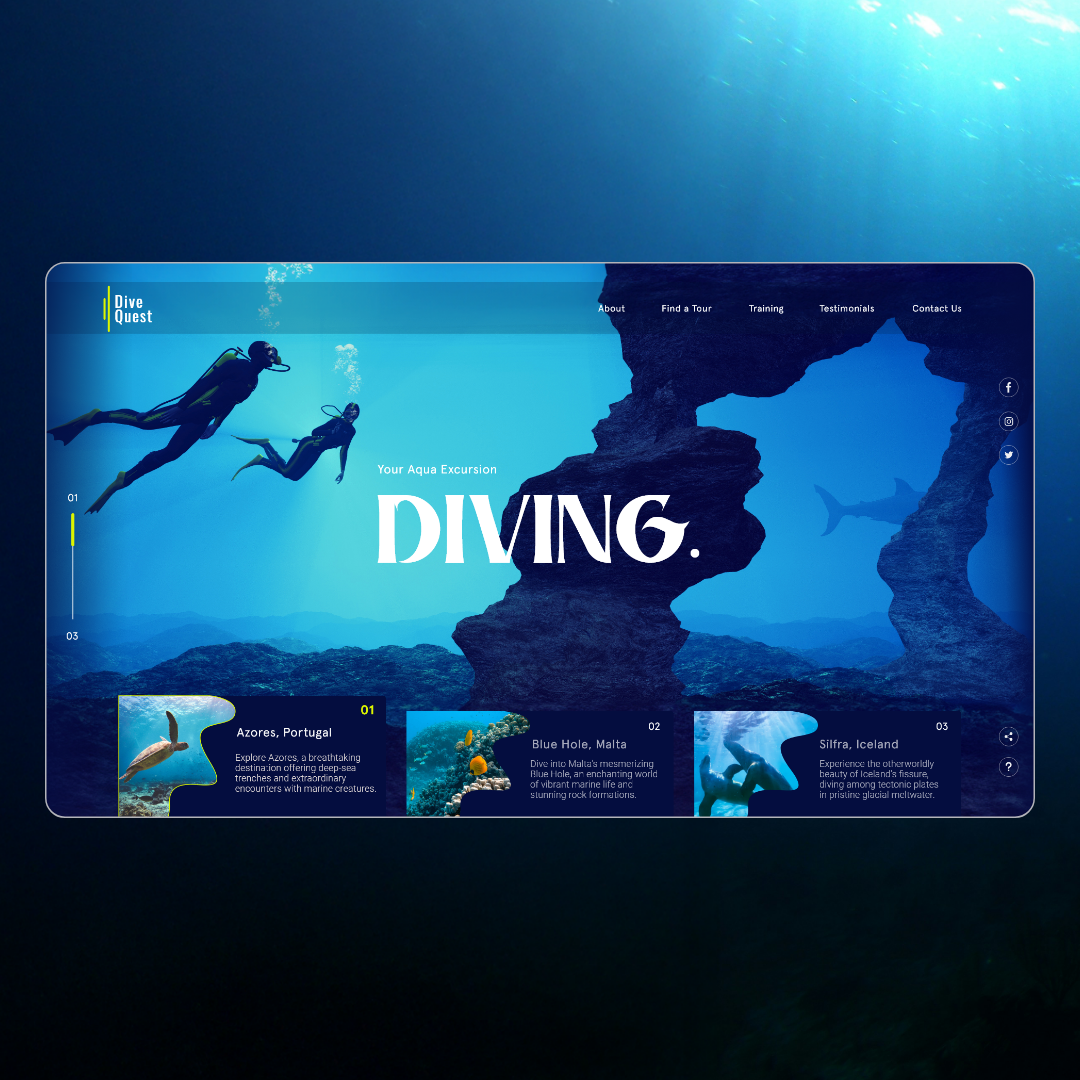 Travel Booking UI – Dive Tour Landing Page Design adventureui bookingapp darkui designconcept divingwebsite interfacedesign landingpage mobile modernui oceandesign scubadesign tourism travelapp traveldesign ui uxdesign visualdesign webdesign