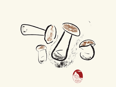Boletus boletus charchoal digitalart illustration illustrator mushrooms retro texture vector