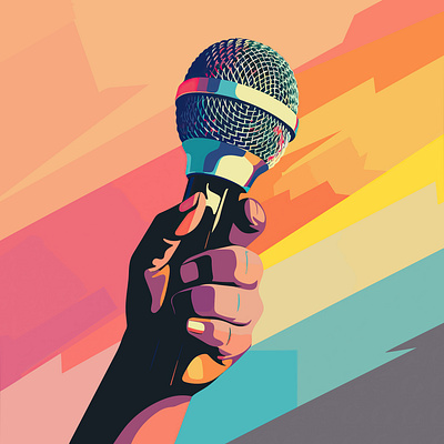 Singer holding a microphone - Vector PNG design illustration logo microphone song vector