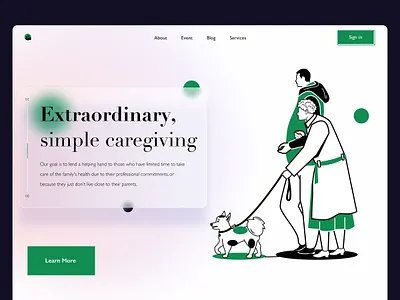 Caregiver landing page Design branding design landing page typography ui ux website design