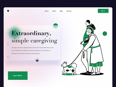 Caregiver landing page Design branding design landing page typography ui ux website design