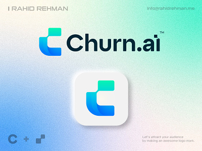 Churn.ai - Logo design for an Artificial intelligence company app logo artificial intelligence automation branding creative logo design gradient logo icon letter c logo logo logotype machine learning modern logo robotics smart clever software logo startup logo symbol tech logo technology logo