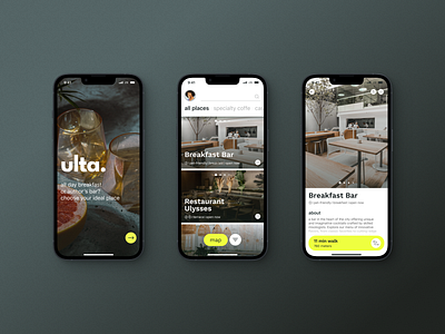 ULTA — restaurant guide app app branding design guide app minimalism mobile app onboarding purity restaurant guide ui ux uxui