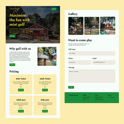Mini Golf Landing page outdoors redesign sports ui webdesign