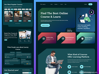 Learny- Education & Online Course Website agency website case study design education education website landing page learnig web learning wesite online course online course website ui ux website website design