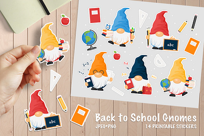 Back to School Gnomes Stickers bundle collection gnomes graphic design illustration school set stickers