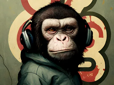Graffiti Monkey Boss (RAW color photography) animal ape digitalart illustration monkey