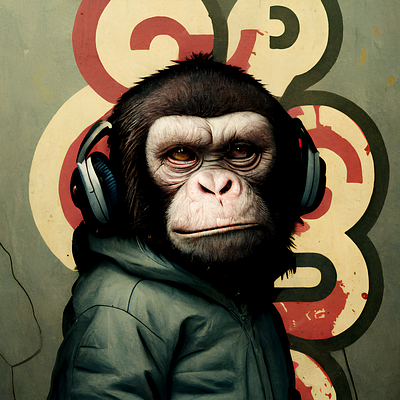 Graffiti Monkey Boss (RAW color photography) animal ape digitalart illustration monkey