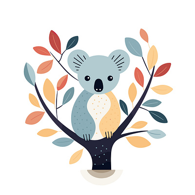Koala in a Tree - Vector Line Art - JPG design graphic design illustration koala logo vector