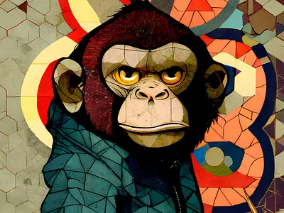 Graffiti Monkey Boss (Patchwork collage) animal ape design digitalart graphic design illustration monkey