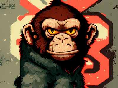 Graffiti Jungle King (16-bit) animal ape design digitalart graphic design illustration monkey