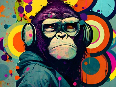 Graffiti Monkey Boss (Pop Art) animal ape design digitalart graphic design illustration monkey