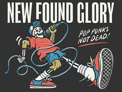 NFG - Pop Punks Not Dead! graphic design handdrawn illustration merch poppunk procreate punk skeleton skull texture vans zombie