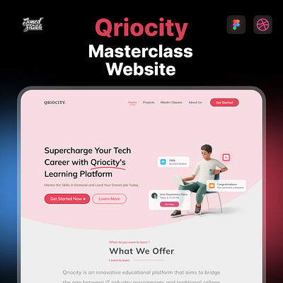 Qriocity - Course, Masterclass Website UI button career course education growth illustration logo masterclass skills technology ui ui design ux website website design