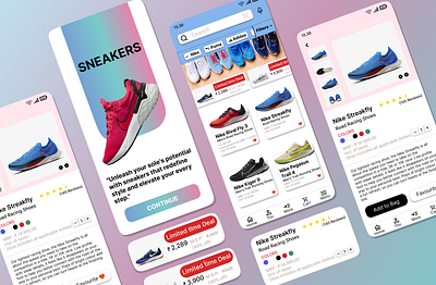 Sneaker Store App Design android android app design app app interface app ui design application application design ios iphone mobile mobile app mobile app design mobile ui ui ux