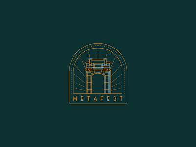 Metafest Logo Concept 1 art deco artdeco conference crypto design festival fort gate gold green high class line line art logo minimalist stone vector