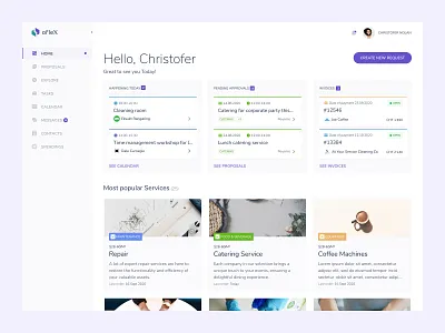 Service Platform #2 b2b board calendar catering cleaning dashboard design repair services task tile ui ux web