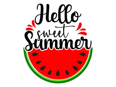 Hello Sweet Summer T shirt Design design fruit hello illustration summer sweet t shirt t shirt design typography vector watermelon