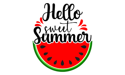 Hello Sweet Summer T shirt Design design fruit hello illustration summer sweet t shirt t shirt design typography vector watermelon