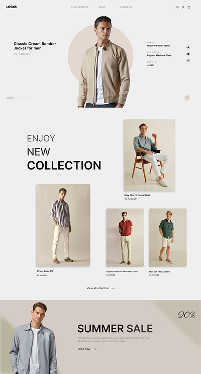 Clothing shop design graphic design ui