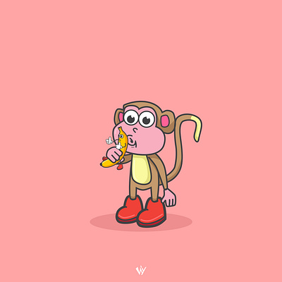 Monkey x banana charakter design graphic design illiustration illustration
