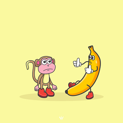 Monkey x Banana charakter chibi design graphic design illiustration illustration vekctor