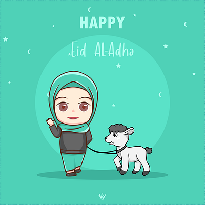 Happy eid al-adha charakter chibi design graphic design illiustration illustration vekctor