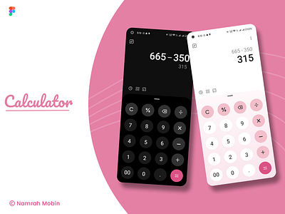 Calculator | Daily UI 004 black blackpink calculator daily ui dark and light theme day 4 pink ui ux