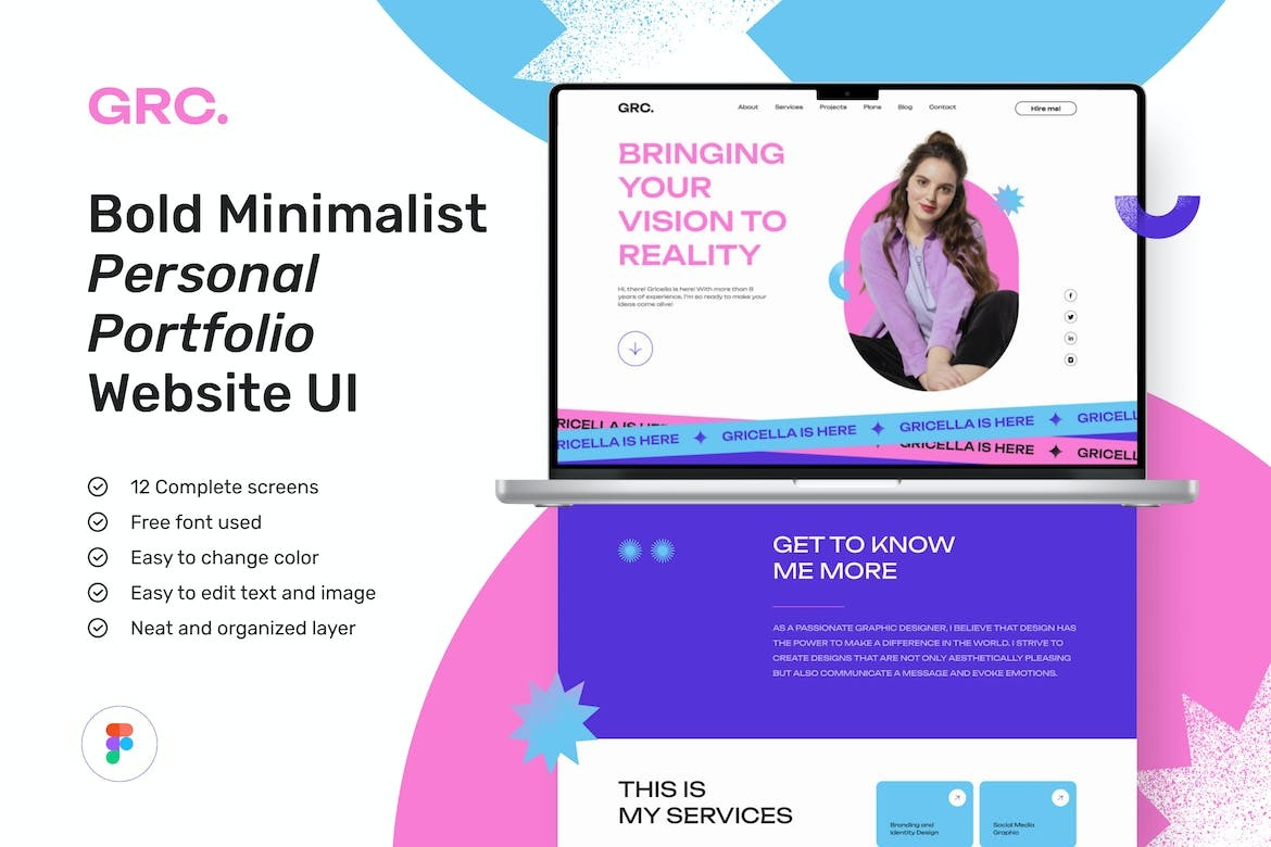 Grace – Bold Minimalist Personal Portfolio Website UI app application homepage landing landing page landingpage mobile app ui ui ux uidesign uiux uiuxdesign user user experience ux uxdesign uxui web webdesign website