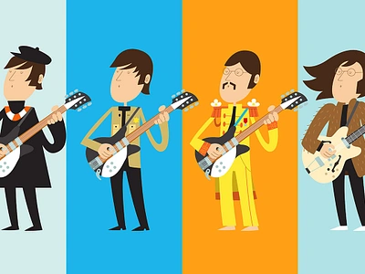 John Lennon Print beard beatles bright colors george harrison guitar illustration john lennon moustache music oldies paul mccartney ringo starr rock vector walrus