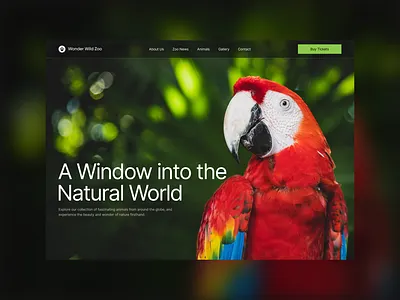 Zoo Website Hero Section animal animal exhibit animal hero animal kingdom animal website animal world animals in zoo animals website parrot ui design ui ux design ux design web design wildlife zoo hero zoo ui zoo web zoo website zoo world zoological garden