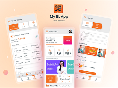 My BL App (2019 Release) analytics bangladesh banglalink data visualization digital product mobile my bl self service telecom telecommunication ui ux
