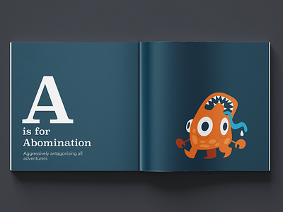 A is for Abomination (Dungeon Dudes Book) book bright colors children dnd dragons dungeon fantasy illustration kids rpg vector