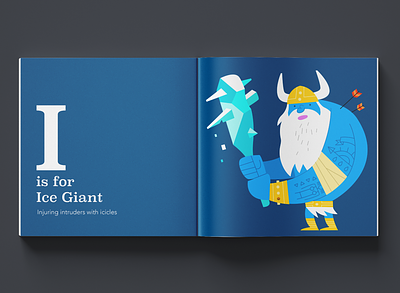 I is for Ice Giant (Dungeon Dudes Book) book bright colors children dnd dragons dungeon fantasy illustration kids rpg vector