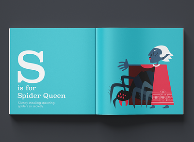 S is for Spider Queen (Dungeon Dudes Book) book bright colors children dnd dragons dungeons fantasy illustration kids rpg vector
