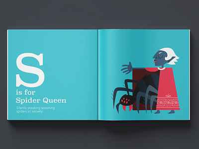 S is for Spider Queen (Dungeon Dudes Book) book bright colors children dnd dragons dungeons fantasy illustration kids rpg vector