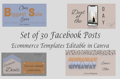 30 Facebook Post Templates Ecommerce Unique Canva Template advertising branding canva templates ecommerce facebook facebook templates marketing sales social media social media marketing templates