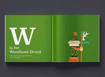 W is for Woodland Druid (Dungeon Dudes Book) book bright colors children dnd dragons dungeon fantasy illustration kids rpg vector