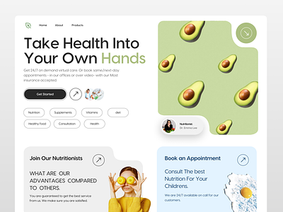 Nutrition Consulting Website branding consultation diet fitness fitness web health health landing page health webdesign healthy food illustration layout minimal mobile health modern life nutrition nutritionist shop ui uiux