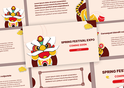 Chinese Spring Festival Expo Presentation Deck branding design figma google slide graphic design illustration lion new year powerpoint ppt red template tiger vector